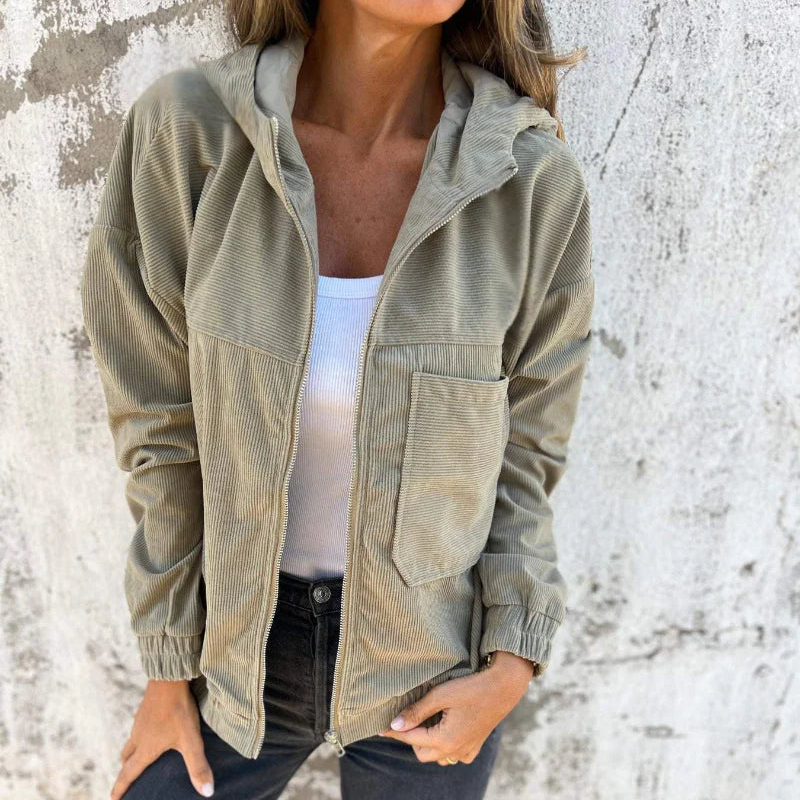 Adele Mariani Zip-Up Corduroy Hooded Jacket - fifth product view