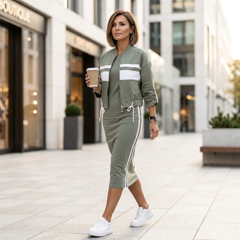 Adriana Abbondanza™ Przytulny komplet dresowy z sukienką dla bezpretensjonalnej elegancji