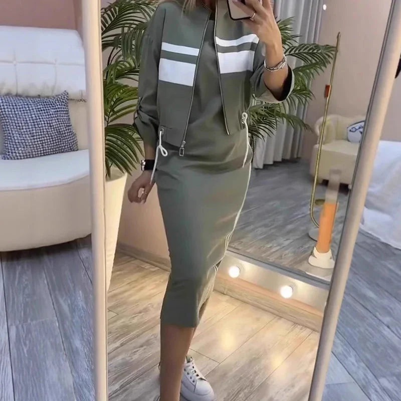 Adriana Abbondanza™ Przytulny komplet dresowy z sukienką dla bezpretensjonalnej elegancji