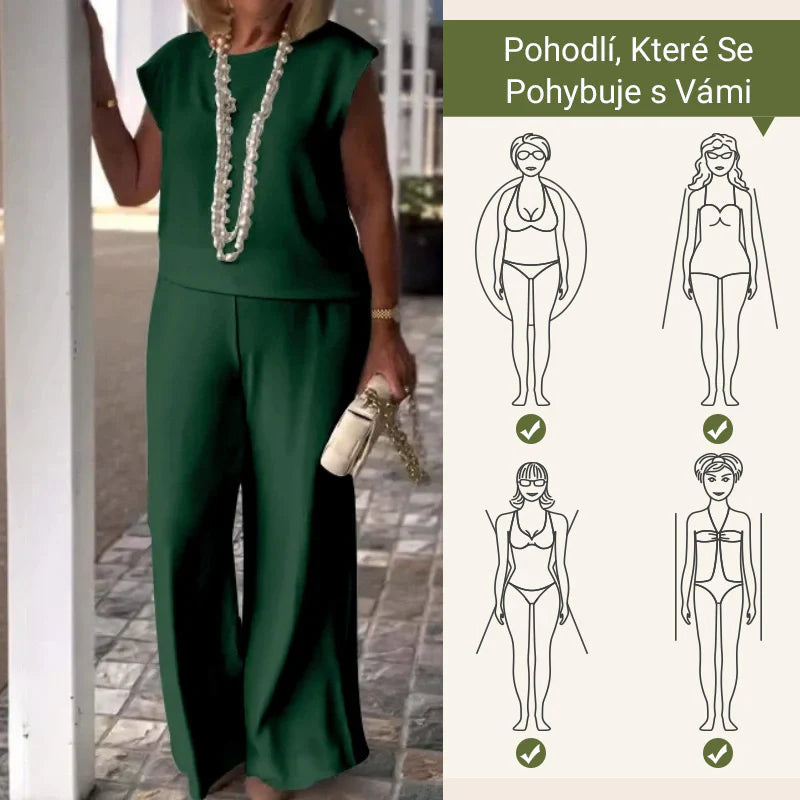 Adriana Carozzi Effortless Sleeveless Top and Pants Set - women's crew neck sleeveless top and pants set view 3