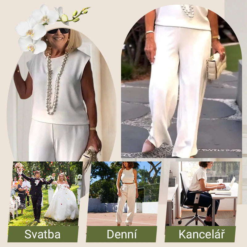 Adriana Carozzi Effortless Sleeveless Top and Pants Set - women's crew neck sleeveless top and pants set view 6