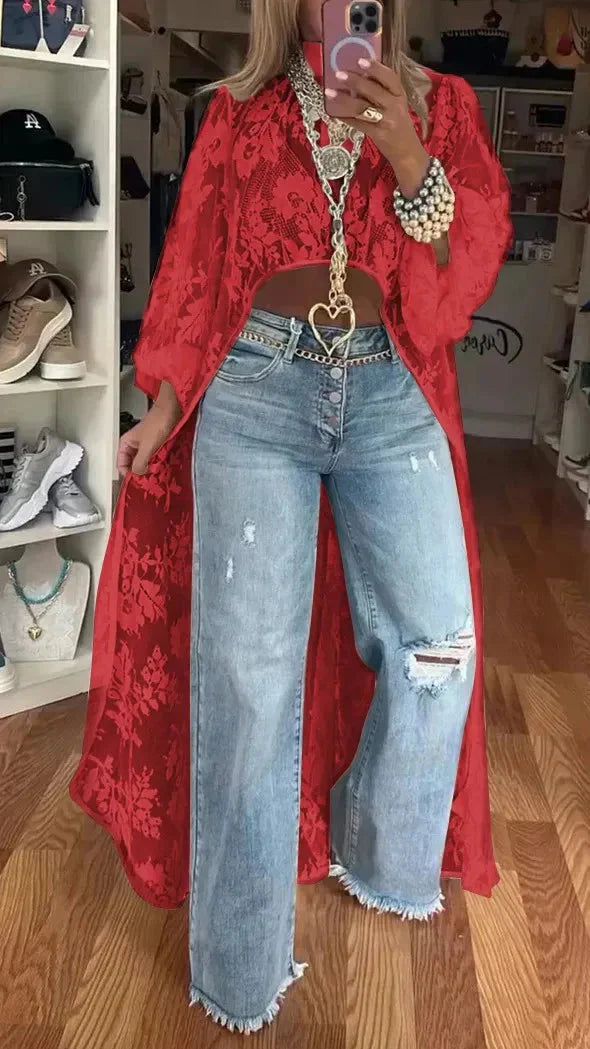 Adriana Morvetti Feminine Lace High-Low Top - content image featuring casual outfit styling ideas