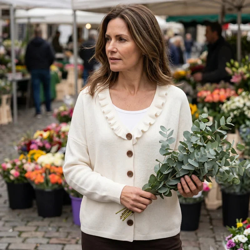 Agnese Borsani™ Sweter z falbaniastym kołnierzem na co dzień