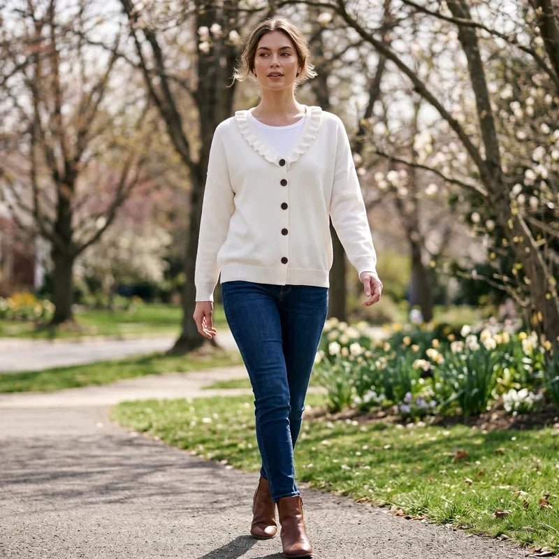 Agnese Borsani™ Sweter z falbaniastym kołnierzem na co dzień