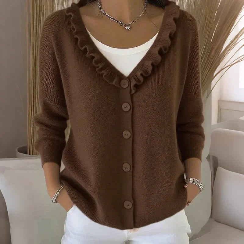 Agnese Borsani™ Sweter z falbaniastym kołnierzem na co dzień