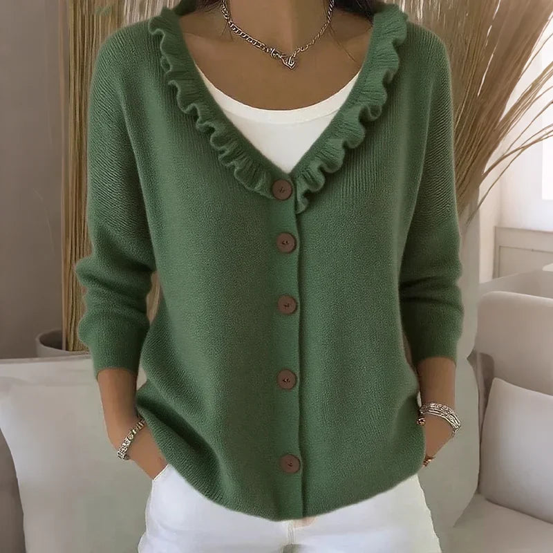Agnese Borsani™ Sweter z falbaniastym kołnierzem na co dzień