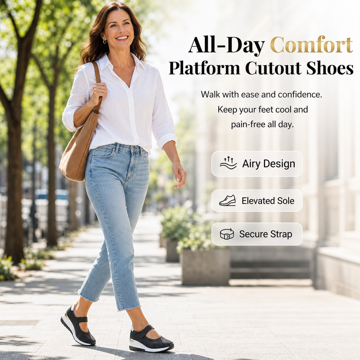 AiraStep™ Oddychające buty na platformie dla komfortu przez cały dzień