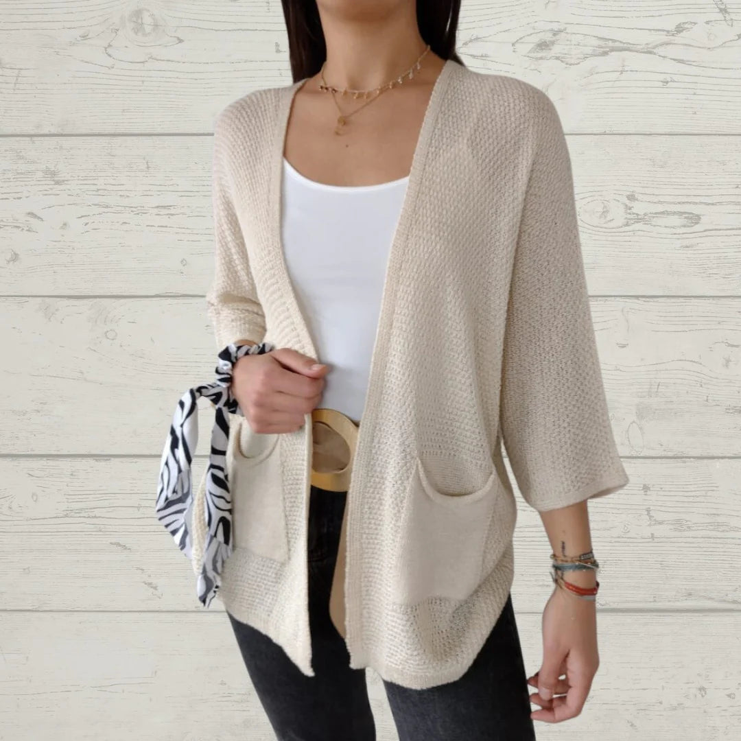 Alessia Thread 3/4 Sleeve Cardigan with Pockets - sleeve and cuff detail