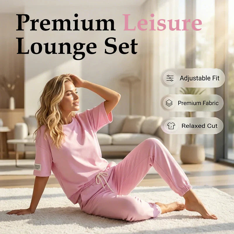 Alfonsina Women's Casual Short Sleeve Top & Pants Set - main front view of breathable lounge set