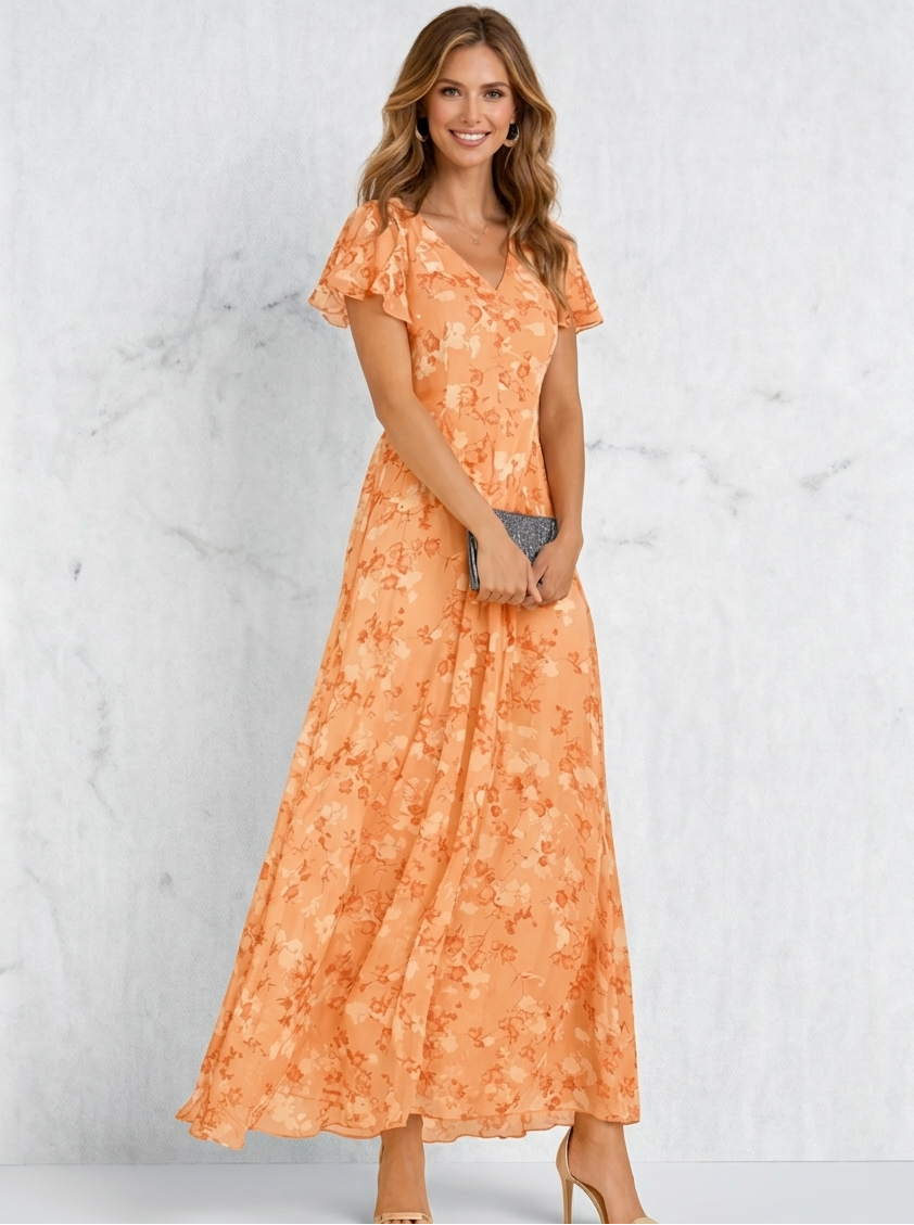 Allegra Bernardi™ Elegancka sukienka modelująca maxi w kwiaty