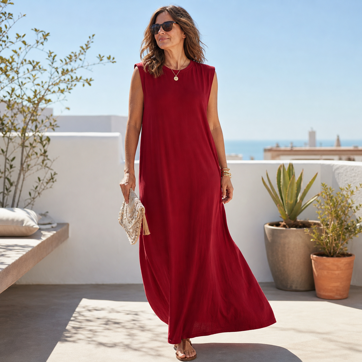 Angiolina Ghidini™ Luźna sukienka maxi dla komfortowej elegancji