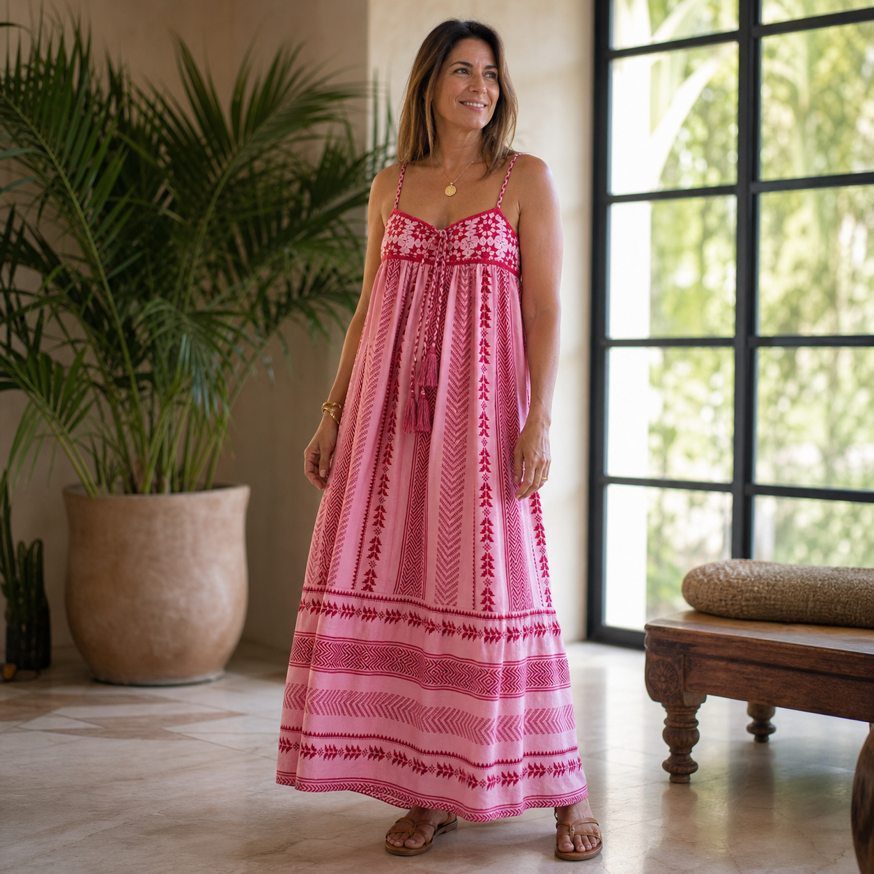 Anita Locatelli™ Zwiewna boho maxi sukienka na wakacje