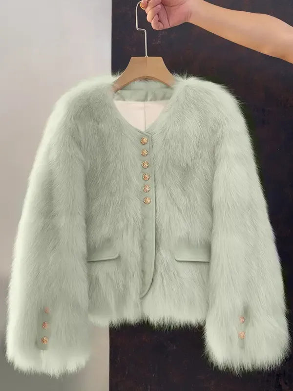 Assunta Aurelia Luxe Faux Fur Jacket - rear view gallery image of faux fur jacket