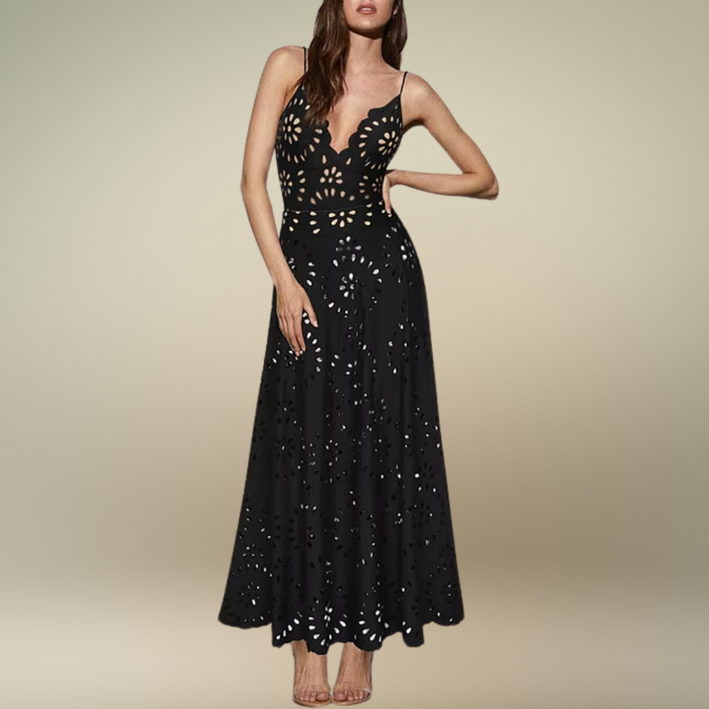 Azzurra Angelini™ Ażurowy strój kąpielowy w kwiaty ze spódnicą maxi