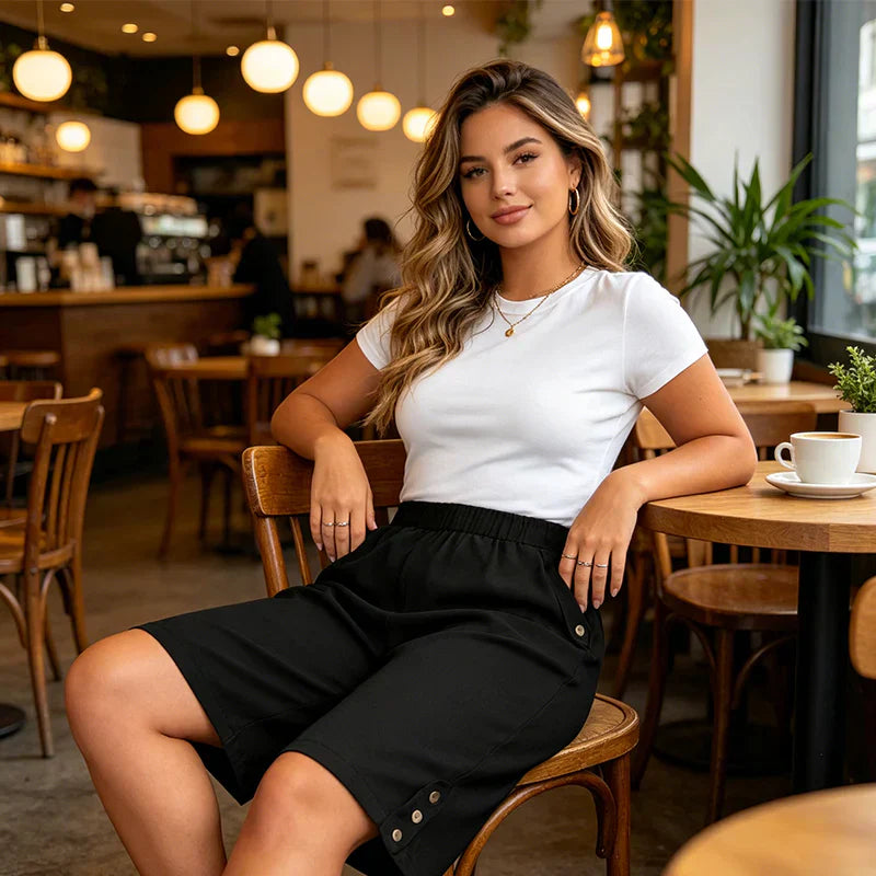 Azzurra Mottola™ Wygodne spodnie capri z elastyczną talią