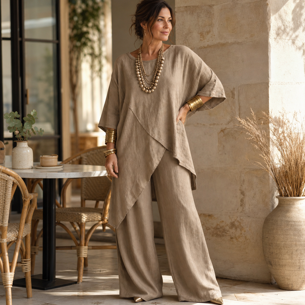 Letizia Sala™ Stylowy luźny komplet dwuczęściowy