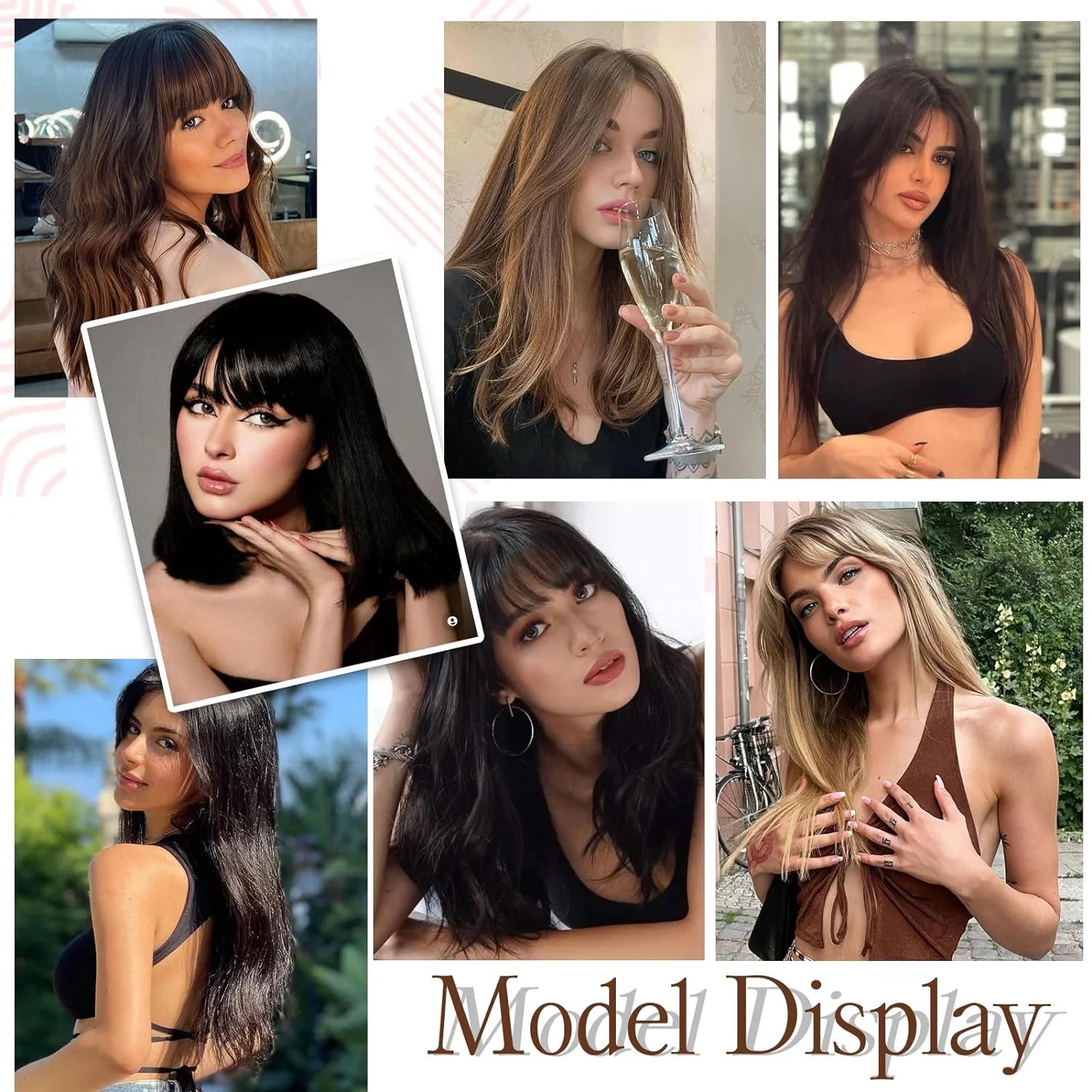 BangPro Realistic Bangs Hair Topper - side profile view of hair topper with natural bangs on woman