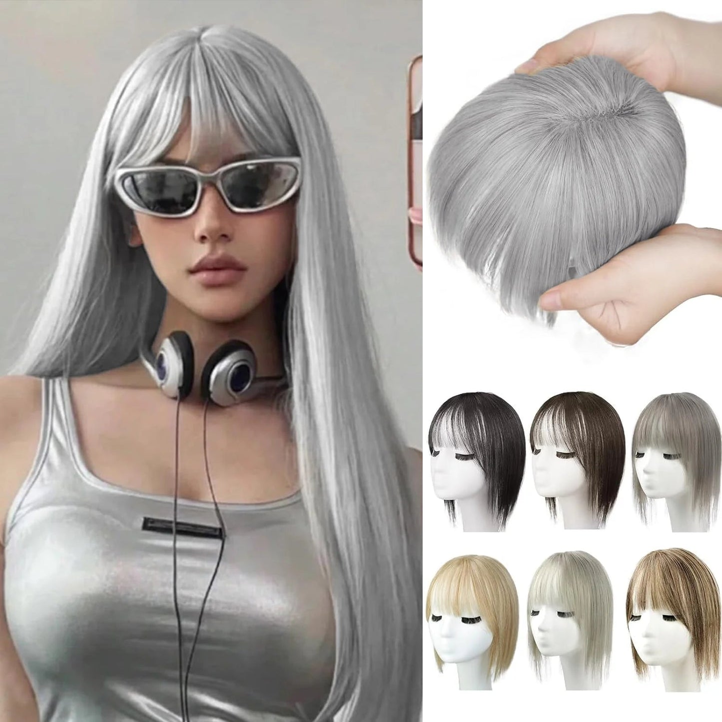 BangPro Realistic Bangs Hair Topper - comparison of hair topper colors and styles for women
