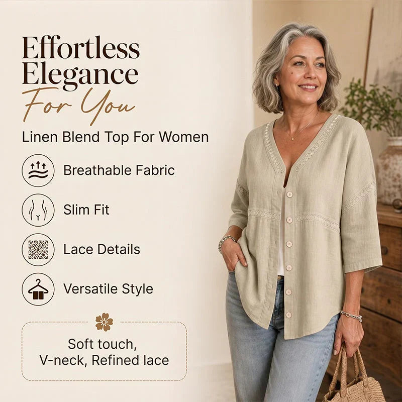 Bettina Women's V-neck Lace Blouse with Buttons - main front product view
