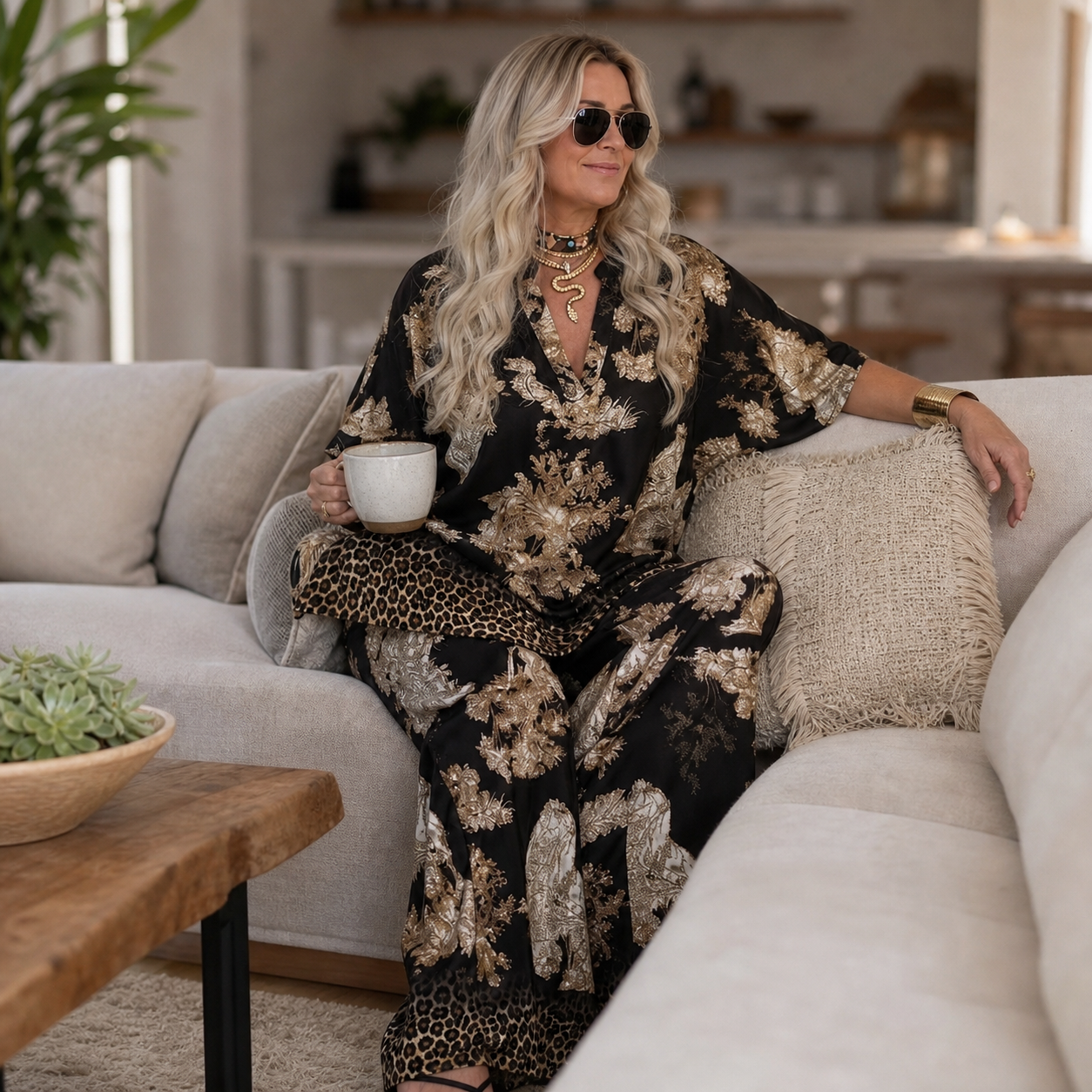 Bianca Mallardi™ Miękki luźny komplet damski w swobodnym stylu