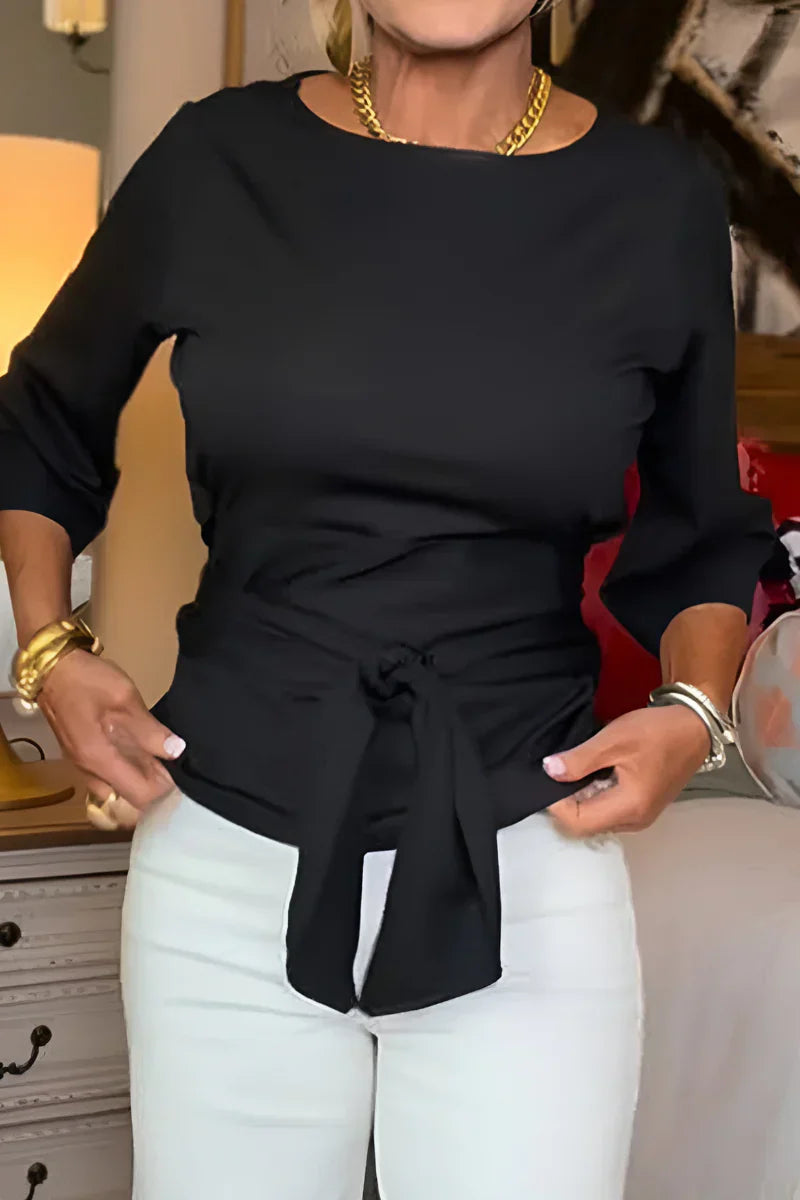 Brigida Argento™ Bluzka z dekoltem łódkowym i wiązaniem w talii