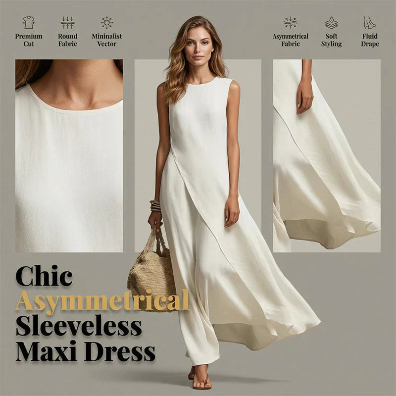 Brunella Chic Asymmetrical Sleeveless Maxi Dress - main front product view