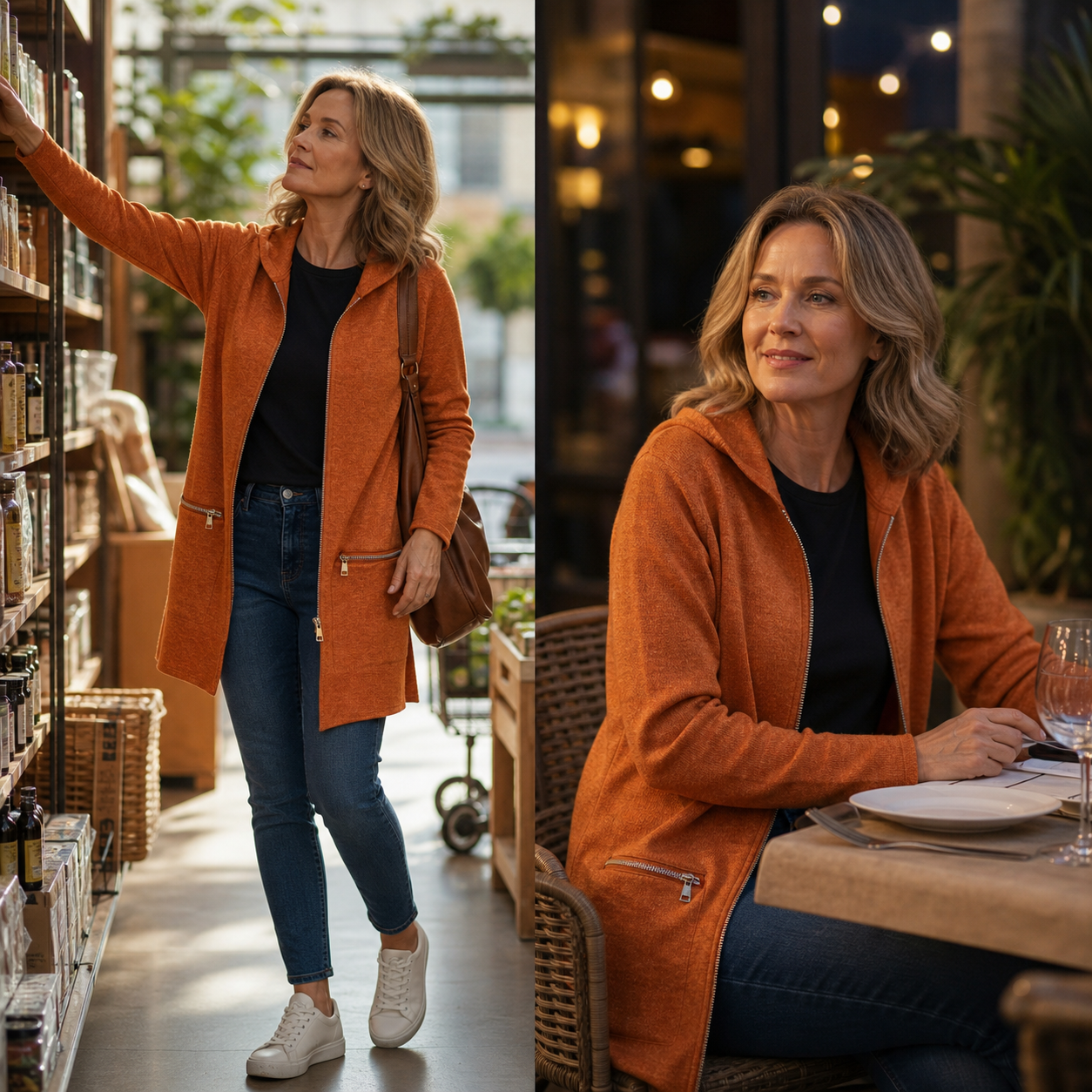 Candida Barchetti™ Bluza z kapturem i zamkiem na co dzień