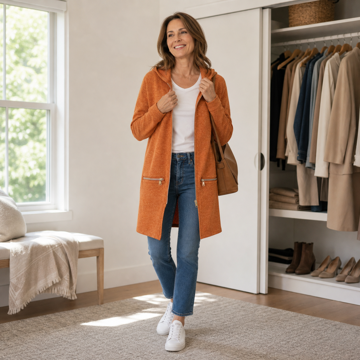 Candida Barchetti™ Bluza z kapturem i zamkiem na co dzień