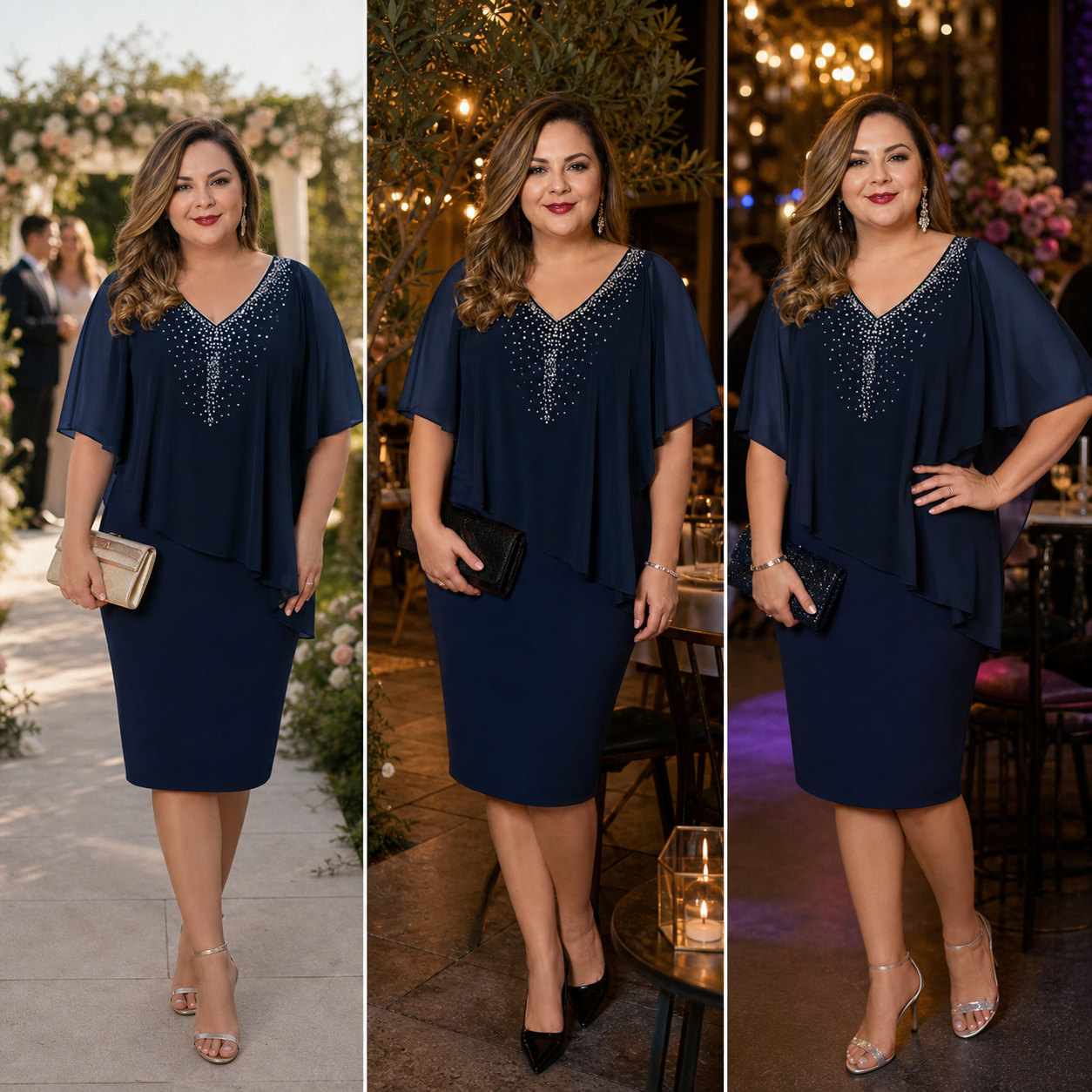 Candida Scaglione™ Elegancka sukienka z kryształkami podkreślająca figurę