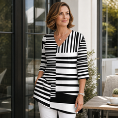 Concetta Matarazzo™ Elegancka bluzka z dekoltem V o wydłużonym kroju na co dzień