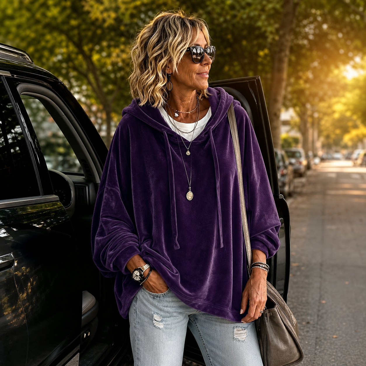 Daria Alberti™ Miękka bluza z kapturem do eleganckiego relaksu