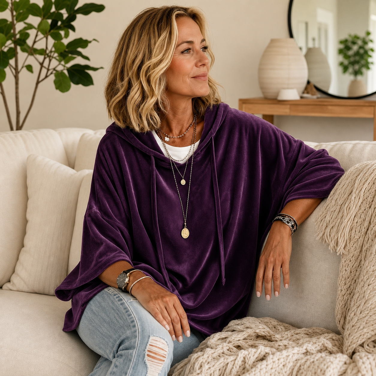 Daria Alberti™ Miękka bluza z kapturem do eleganckiego relaksu