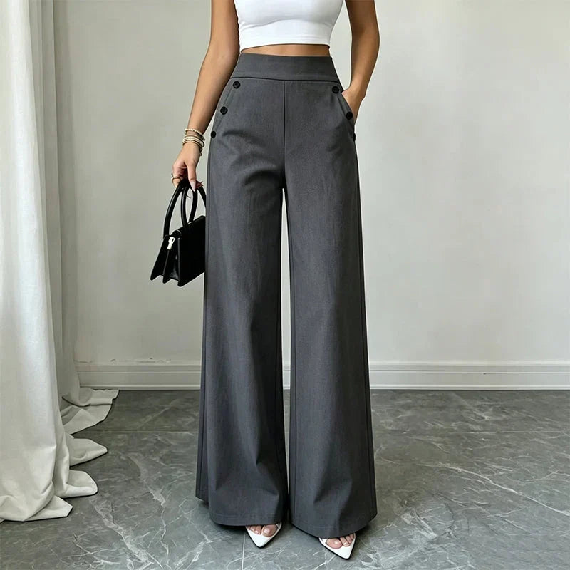 Delia Bottini™ Eleganckie spodnie z wysokim stanem i szerokimi nogawkami