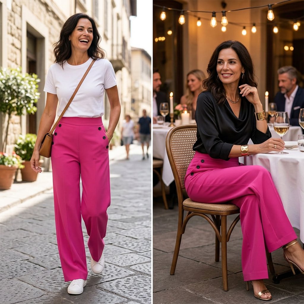 Delia Bottini™ Eleganckie spodnie z wysokim stanem i szerokimi nogawkami