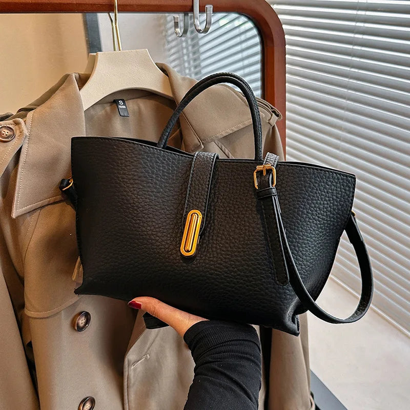 Elara Women's Elegant Solid Color French Style Handbag - product content image