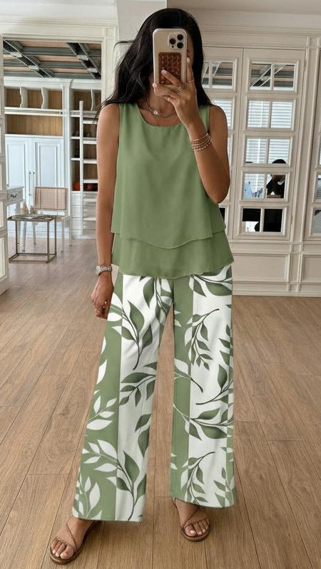Elena Bertozzi Effortless Printed Matching Set - content lifestyle view of printed co-ord set