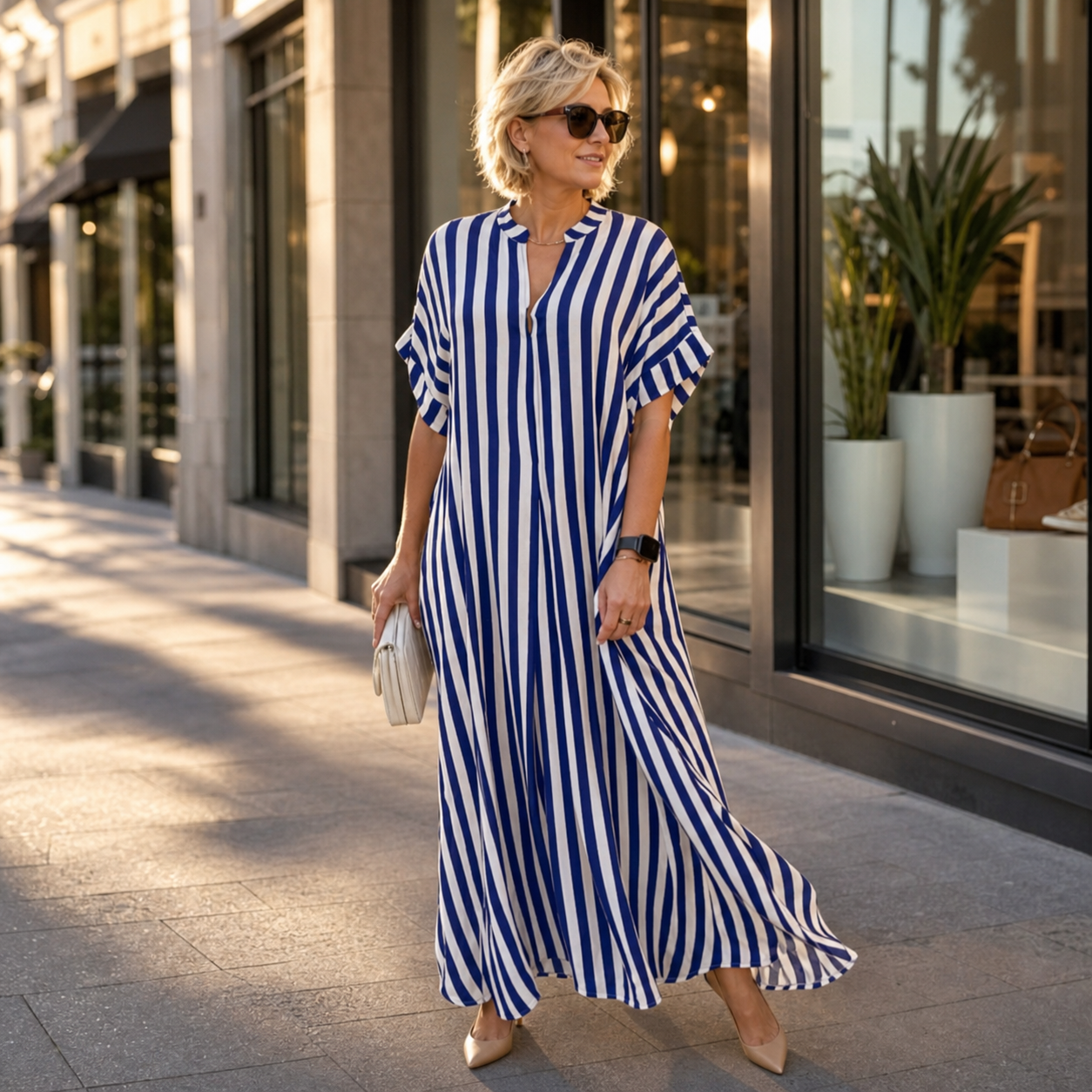 Elettra Zenari™ Elegancka sukienka w paski boho maxi na każdą okazję