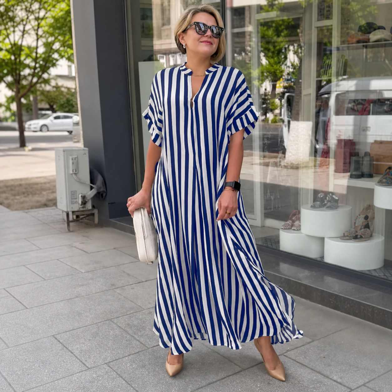 Elettra Zenari™ Elegancka sukienka w paski boho maxi na każdą okazję