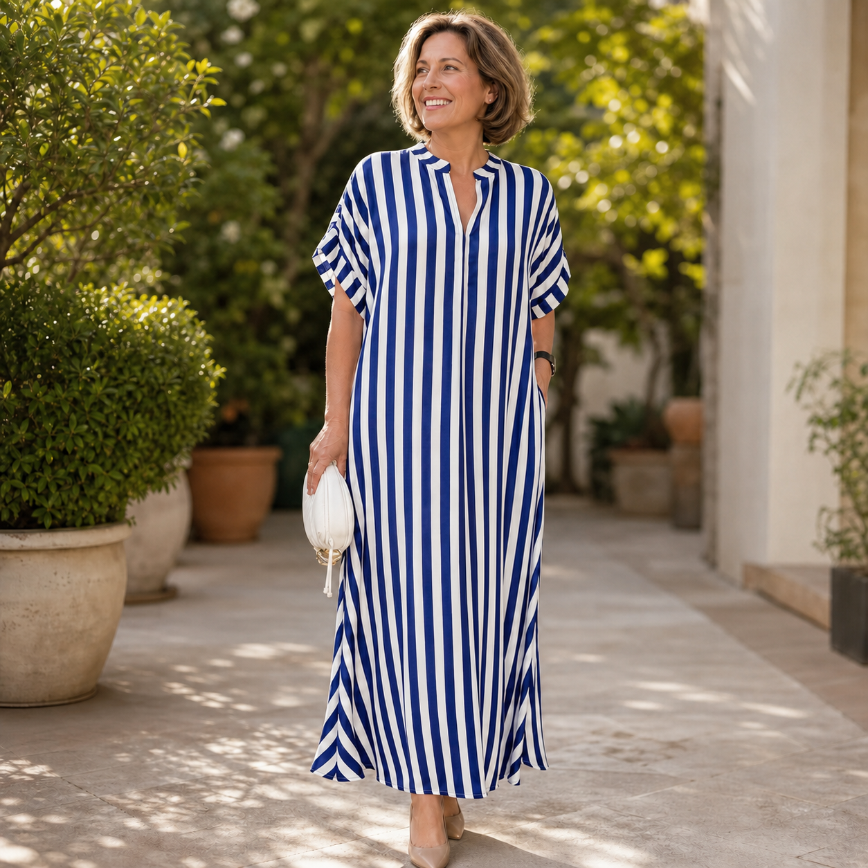 Elettra Zenari™ Elegancka sukienka w paski boho maxi na każdą okazję