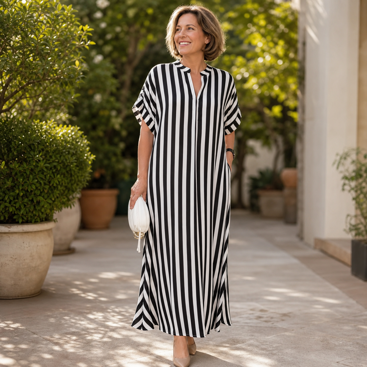 Elettra Zenari™ Elegancka sukienka w paski boho maxi na każdą okazję