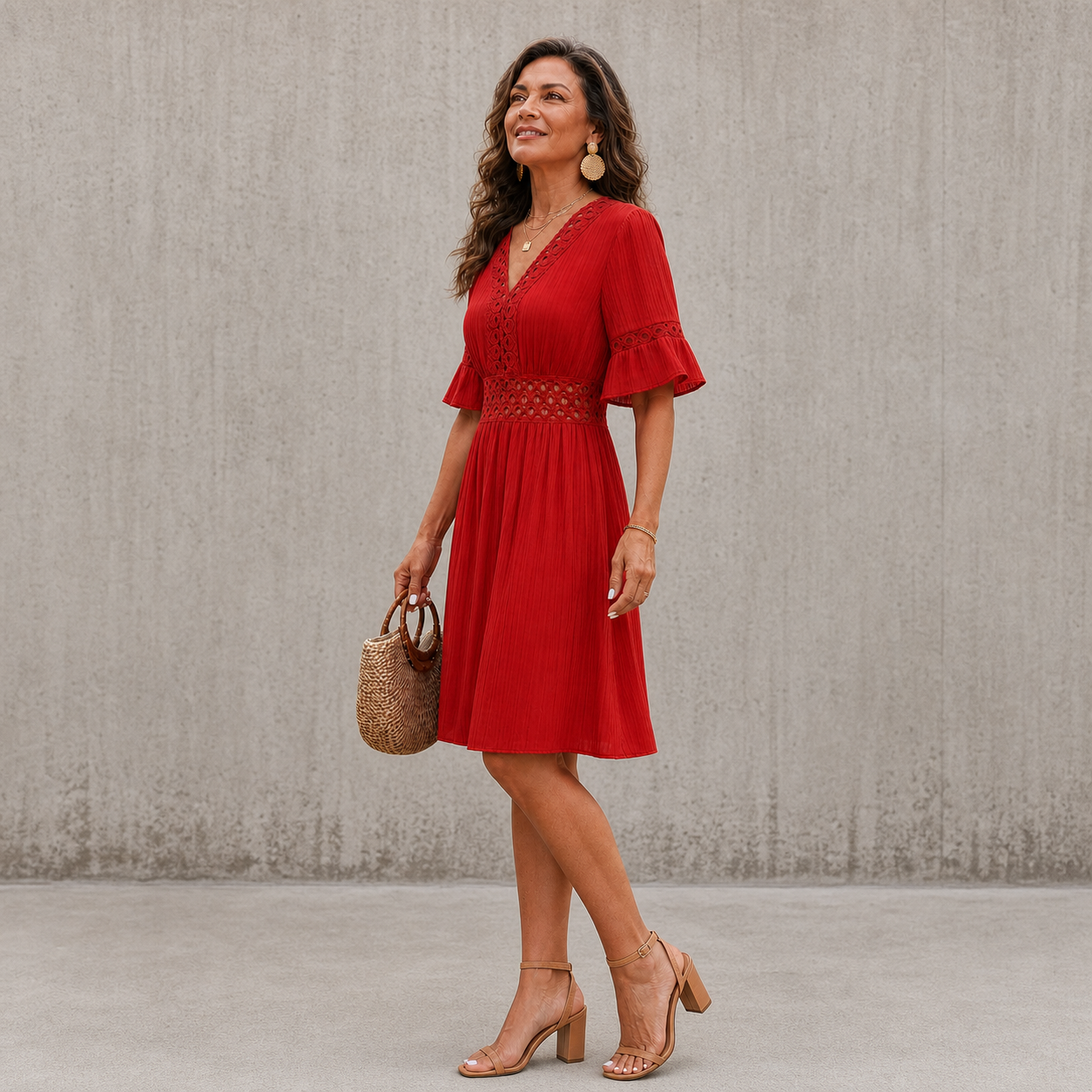 Ester Bolzano™ Elegancka sukienka letnia z dekoltem w serek