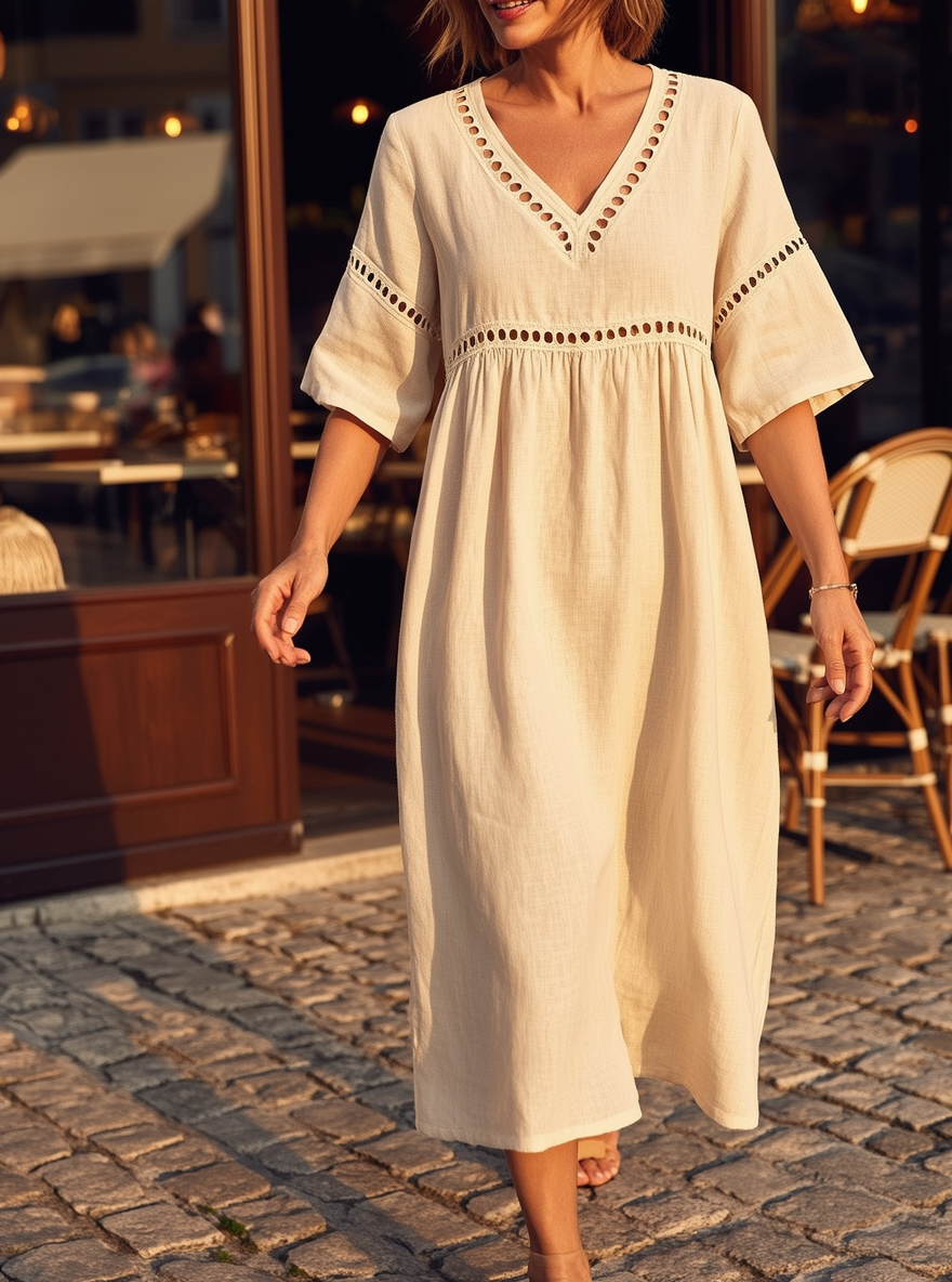 Fabiola Zanetti™ Swobodna sukienka Boho na co dzień z dekoltem V