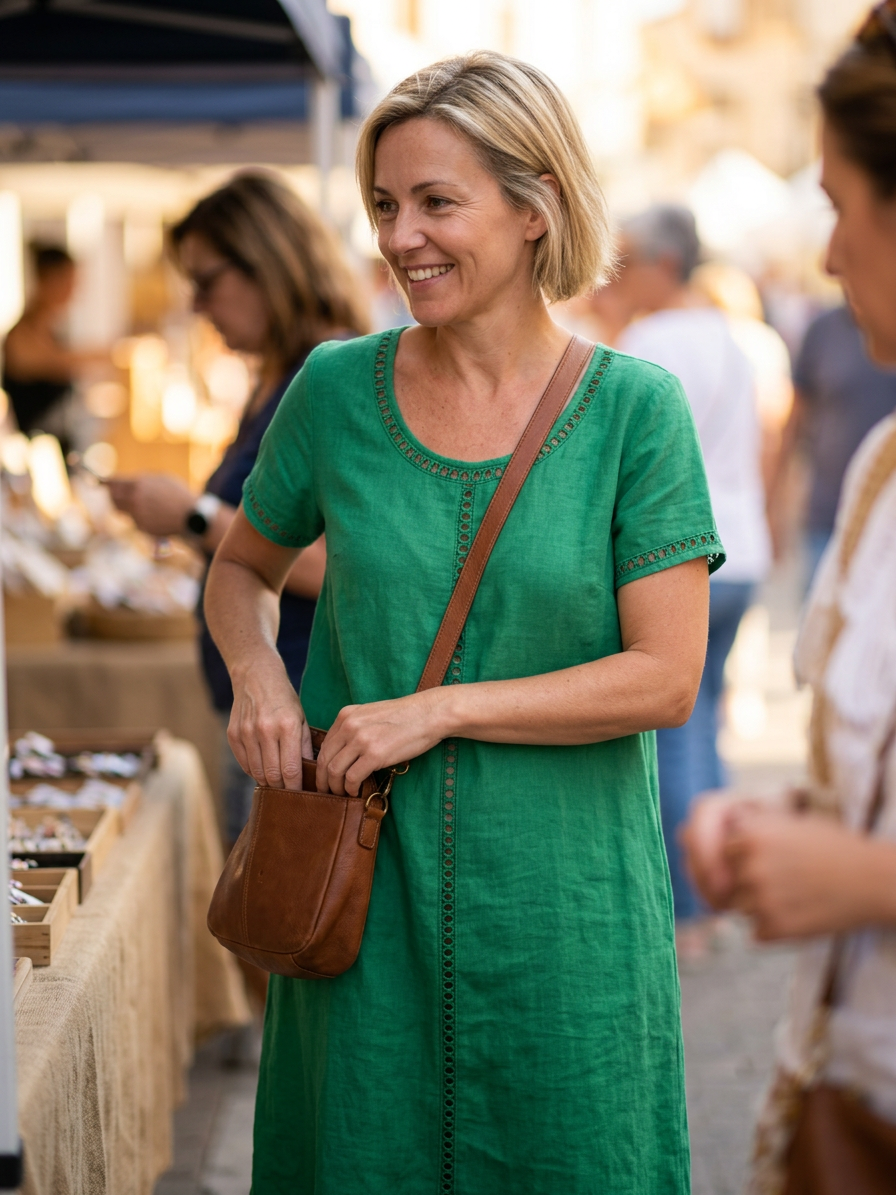 Filippa Adriani™ Zwiewna sukienka midi z krótkim rękawem
