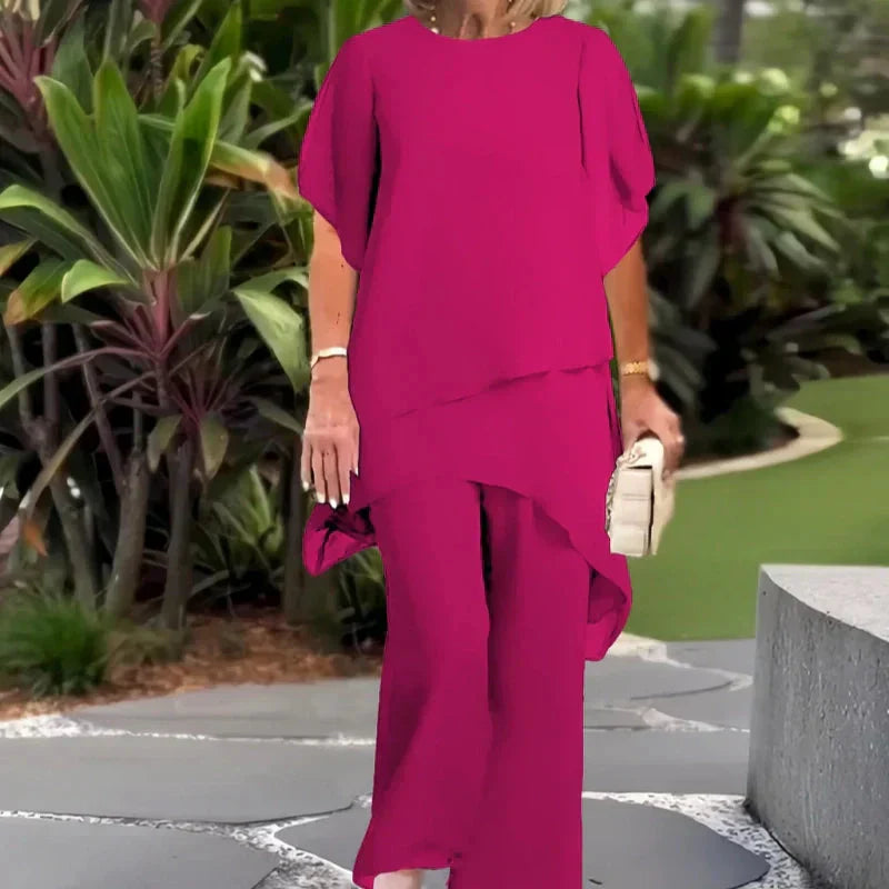 Flavia Sinetti Elegant Asymmetrical Top Wide-Leg Pants - gallery view 06