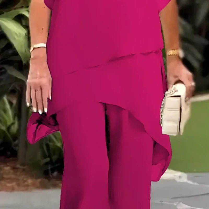 Flavia Sinetti Elegant Asymmetrical Top Wide-Leg Pants - gallery view 09