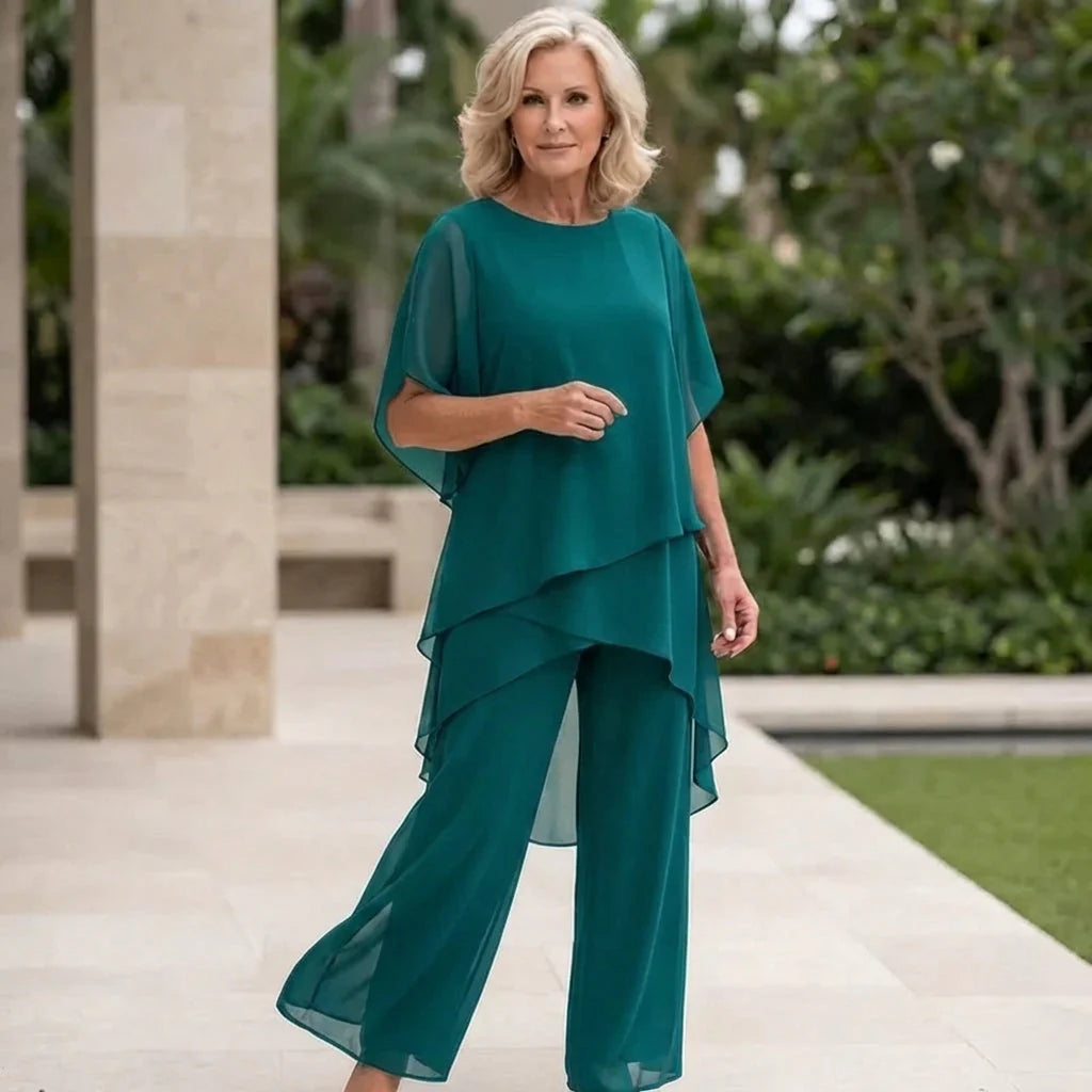 Flavia Sinetti Elegant Asymmetrical Top Wide-Leg Pants - gallery view 10