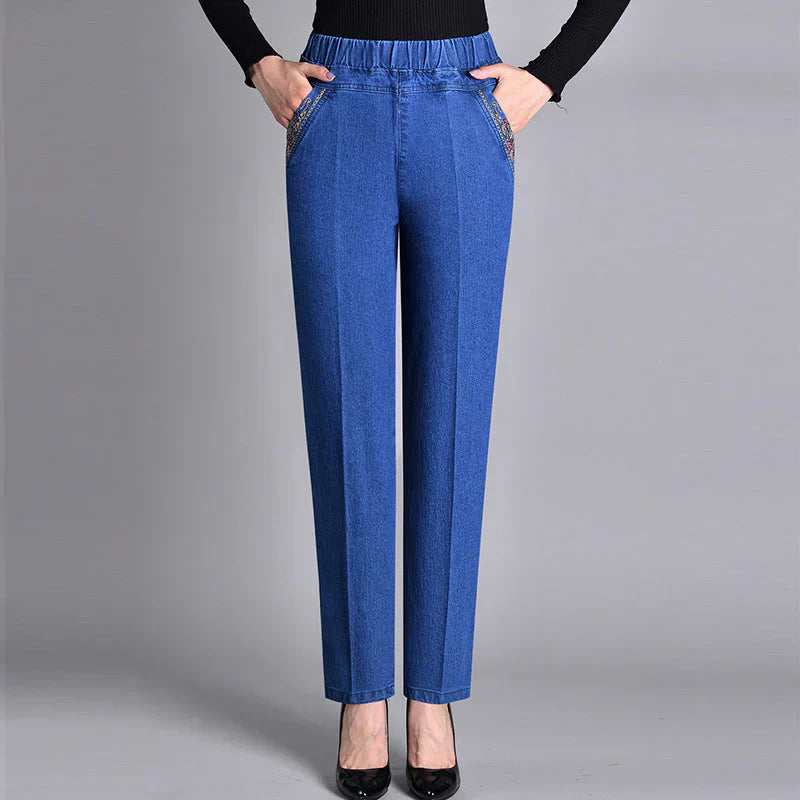 FlexiFit Comfortable Women's Jeans with Pockets - main front view