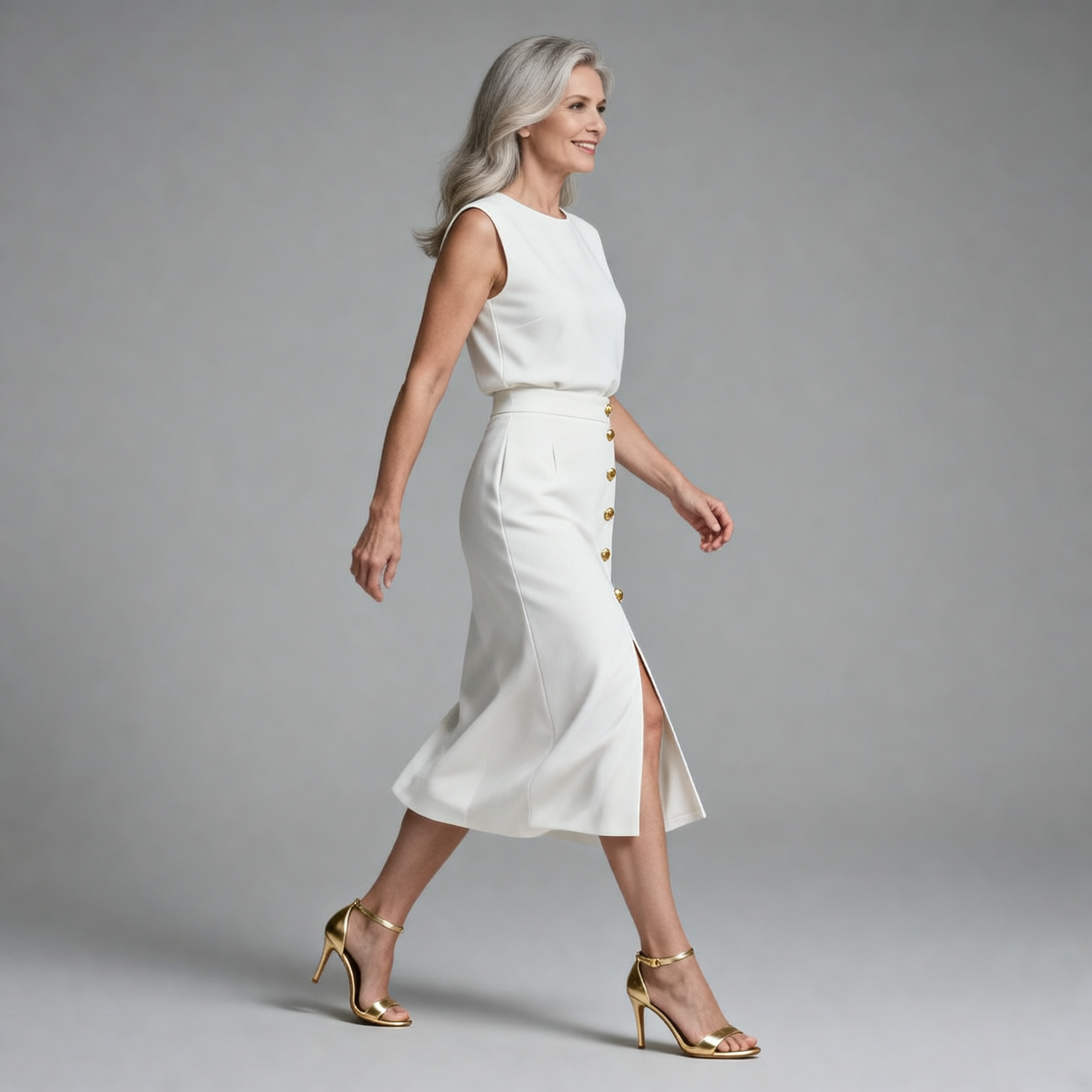 Floriana Brunelli™ Elegancka sukienka midi z bocznym rozcięciem