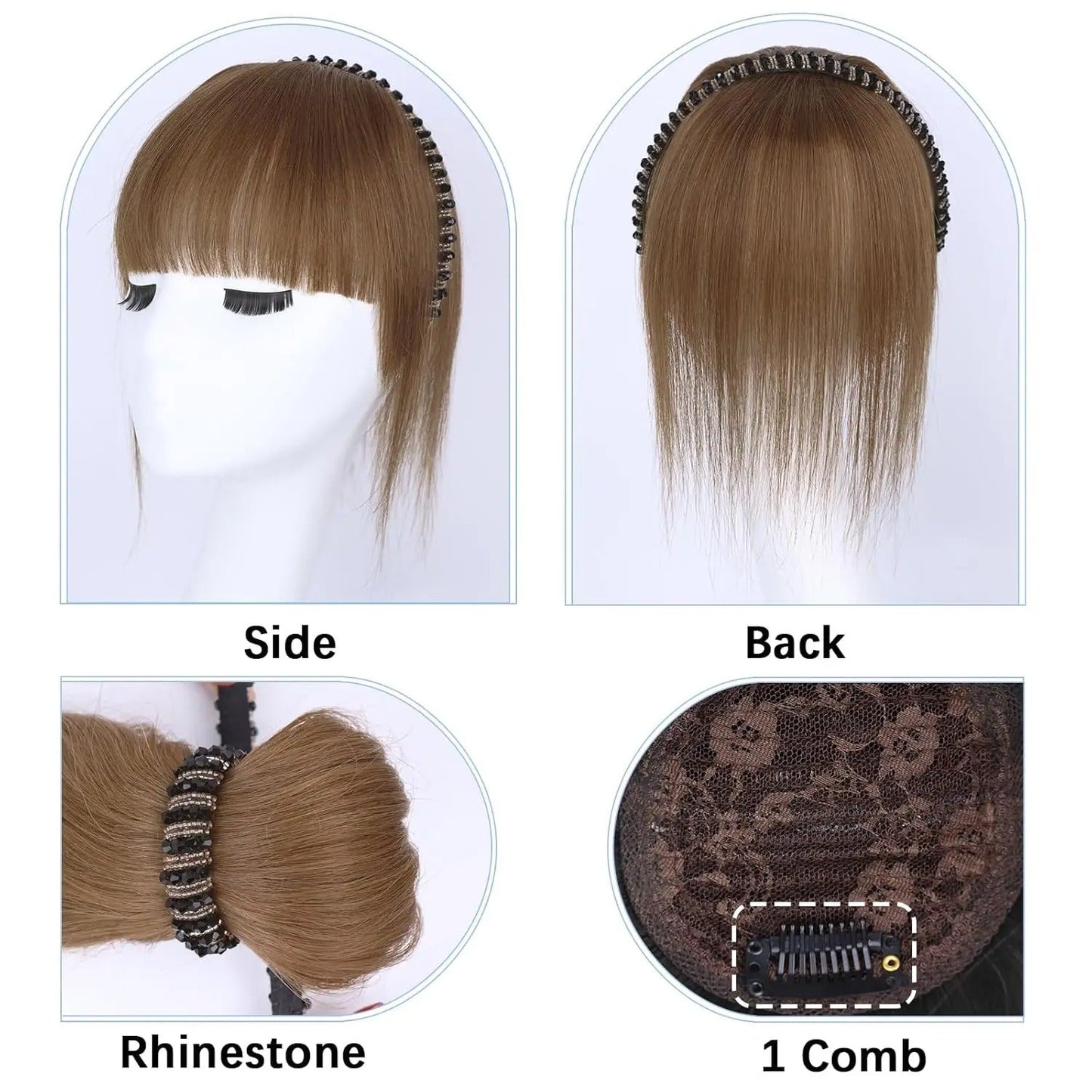 FringeWave™ Elegancka Grzywka na Klipsach z Opaską do Włosów