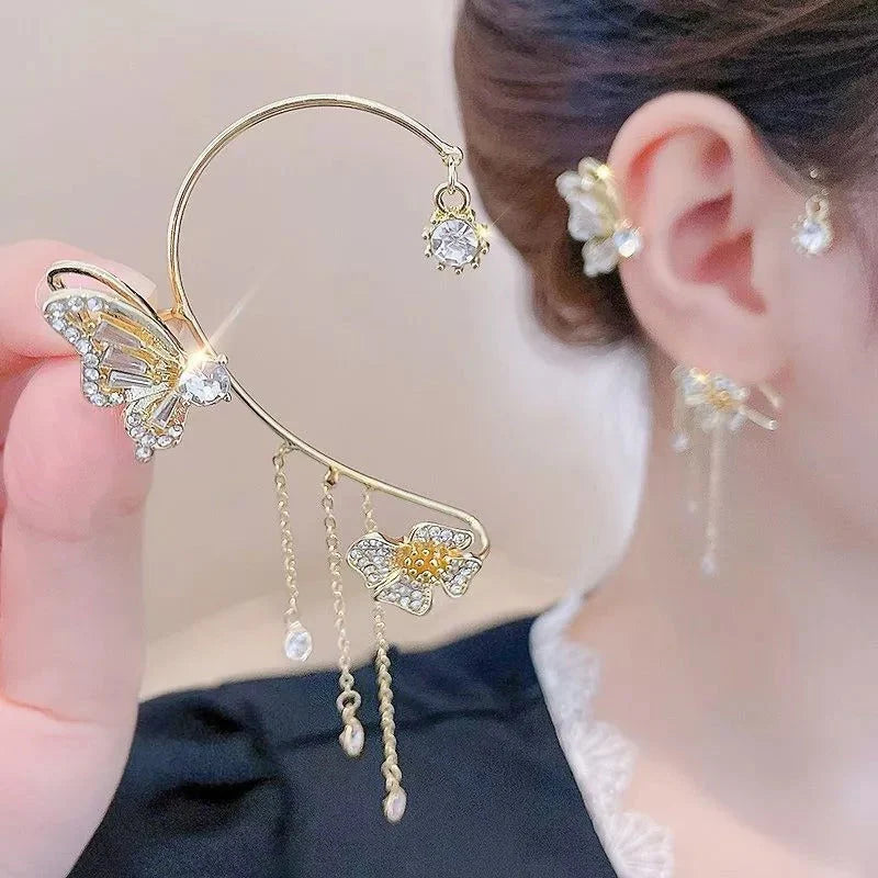FringeZirPro Elegant Fringe Zircon Earrings - pair of earrings flat lay view